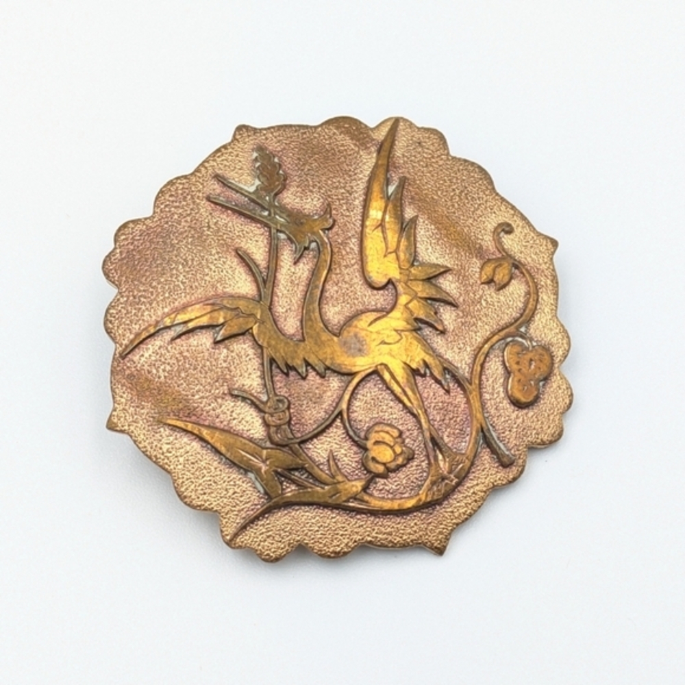 Vintage 1930s-1940s Art Deco signed scarf clip / ring bird with wheat